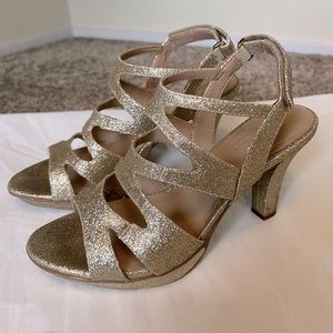 Naturalizer Dianna Gold Glitter Strappy Sandals